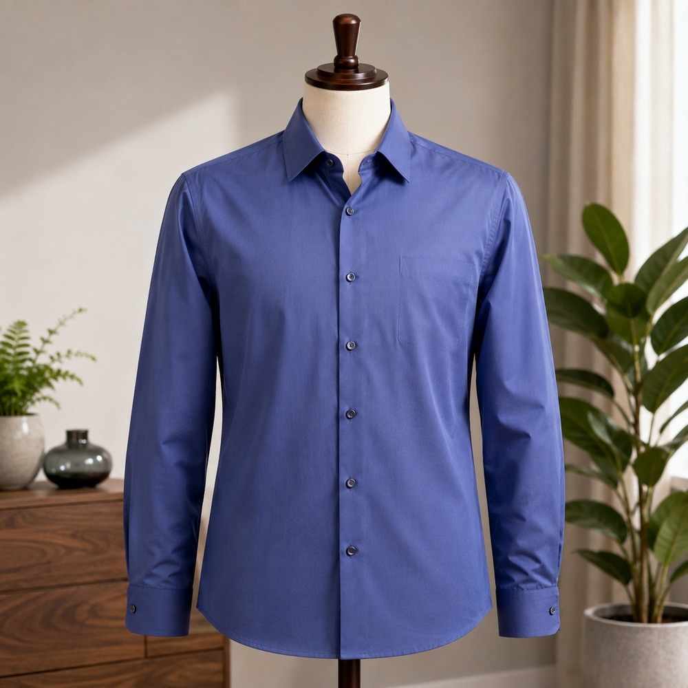 Suslo Couture Button Down Shirt Mens 2XL Navy Blue Comfort Stretch Wrinkle Free